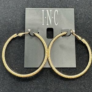 INC Textured Gold Tone Hoop Earrings